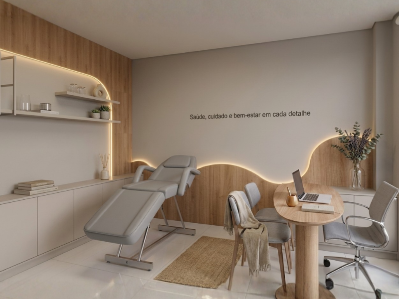 Consultório de estética planejado com marcenaria sob medida